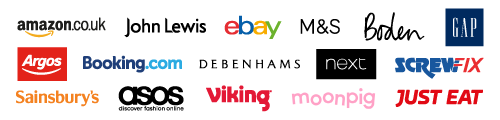 A collection of logos from brands available to shop with via Easy Fundraising